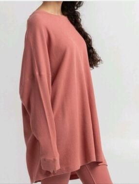 Free People Intimately Women's Oversized Waffle Thermal Sweater Sz L